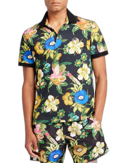 Men's Floral Pique Polo Shirt