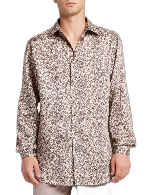 Men's Palm-Print Button-Down Shirt
