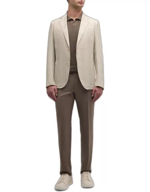 Men's Large Check Linen-Blend Sport Coat