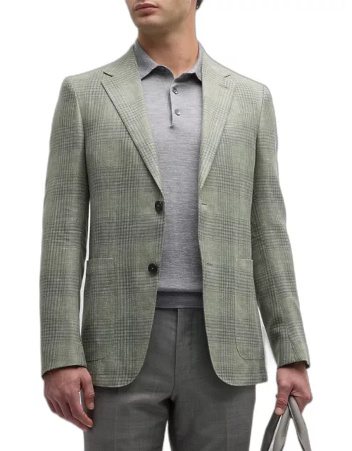 Men's Plaid Linen-Blend Sport Coat