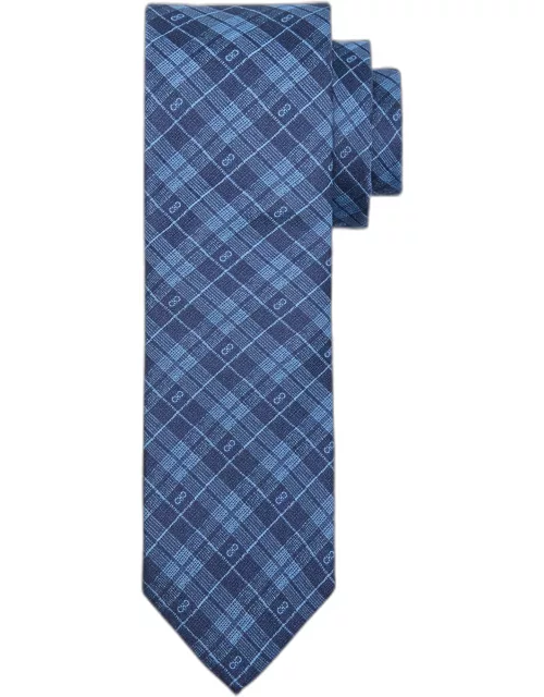Men's Silk Gancini Plaid Tie
