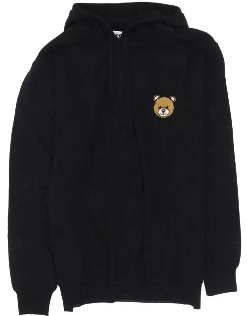 Moschino Teddy Bear Embroidered Drawstring Knitted Hoodie