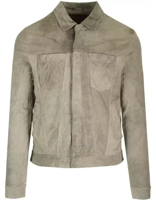 Giorgio Brato Leather Jacket Sage-colored