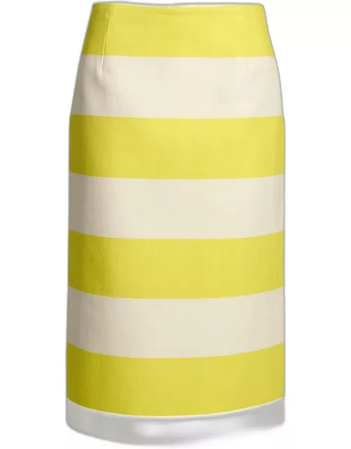 Salby Long Slim Cotton Stripe Skirt