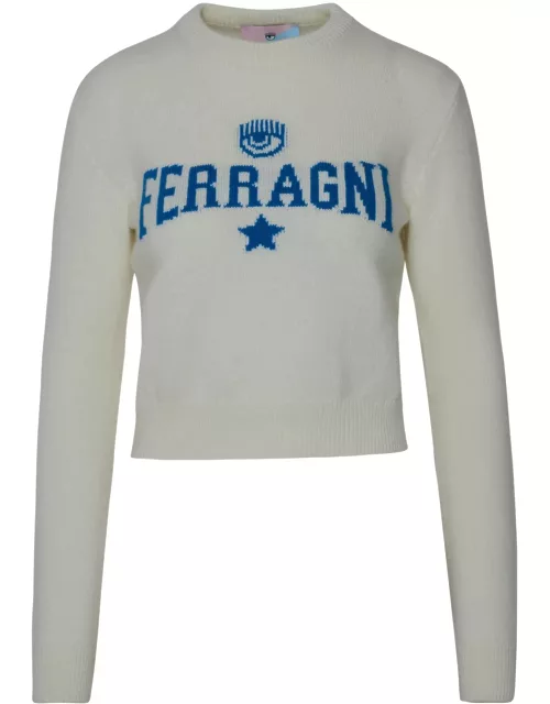 Chiara Ferragni White Cashmere Blend Sweater