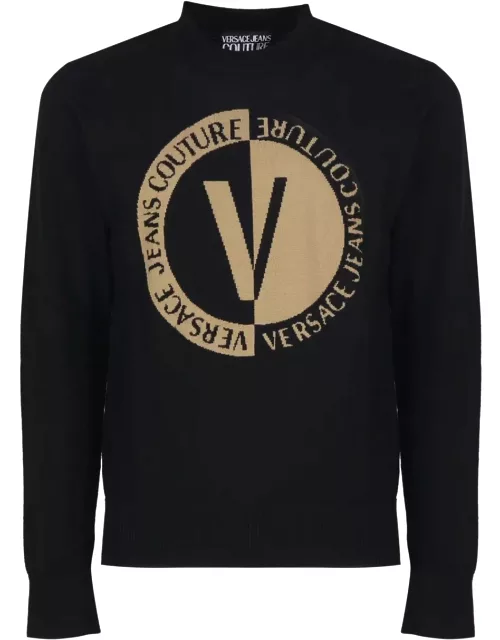 Versace Jeans Couture Contrasting Logo Sweater In Woo