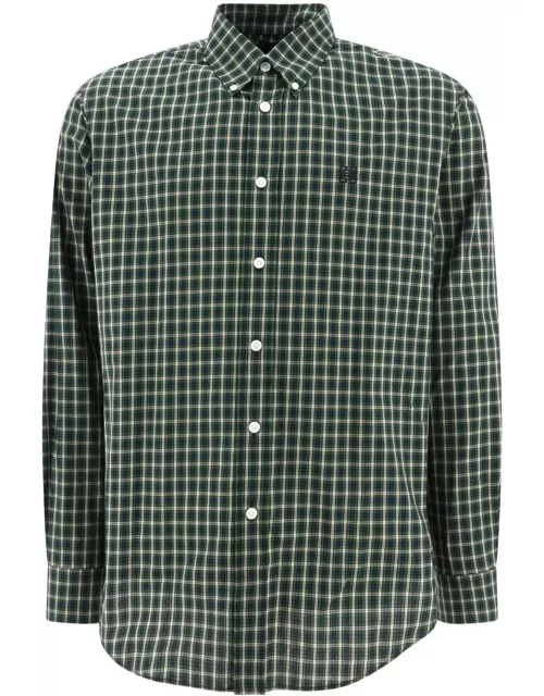 Givenchy Logo Motif Embroidered Check Buttoned Shirt