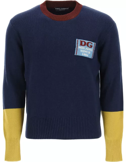 DOLCE & GABBANA wool sweater with logo patch