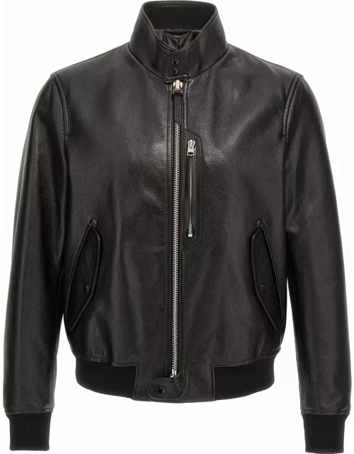 Tom Ford Grainy Leather Bomber Jacket