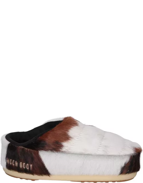 Moon Boot Mules No Lace Pony White/brown