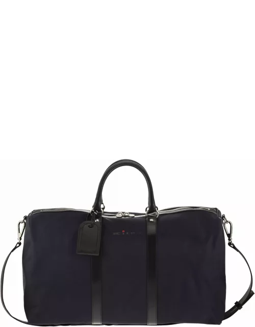 Kiton Nylon Weekend Bag With Leather Detail