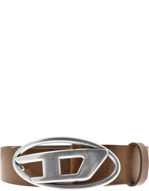 Diesel Oval Logo Belt Brown