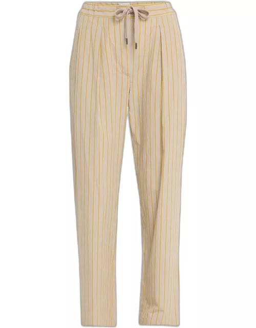 Striped Drawstring Cotton Pant