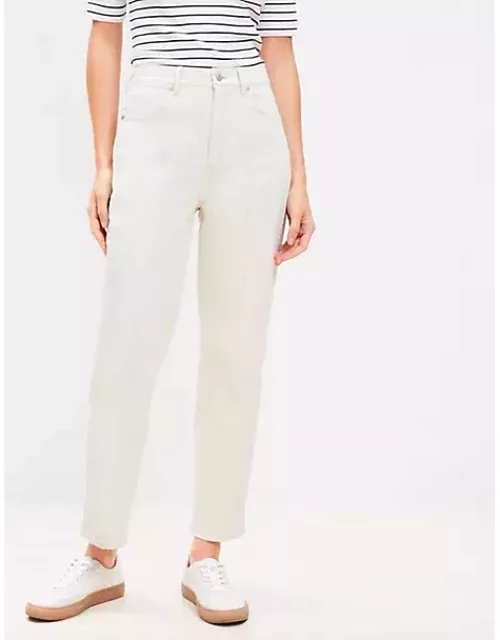 Loft Petite Pintucked High Rise Straight Jeans in Popcorn