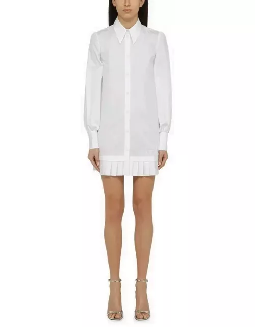 White cotton pleated shirt dres