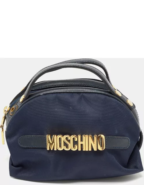Moschino Blue Nylon and Leather Baguette Bag