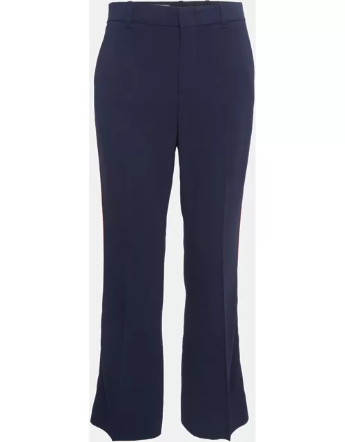 Gucci Navy Blue Crepe Stripe Detail Trousers
