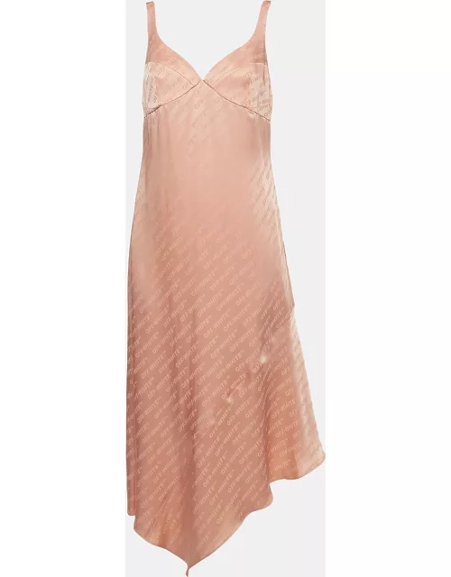 Off-White Pink Jacquard Satin Midi Dress