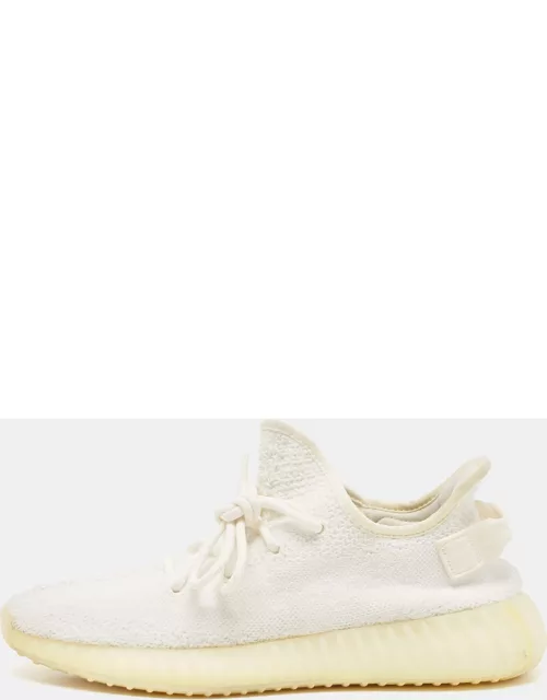 Adidas x Yeezy White Cotton Knit Fabric Boost 350 V2 Triple White Sneaker