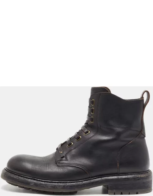 Dolce & Gabbana Black Leather Lace Up Ankle Boot