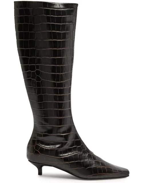 Totême 40 Crocodile-effect Leather Knee-high Boots - Brown - 39 (IT39 / UK6)