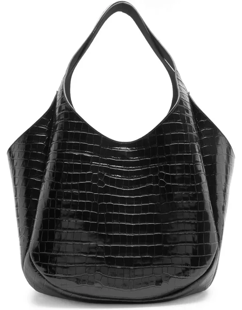 Coperni XL Swipe Crocodile-effect Leather Bucket bag - Black