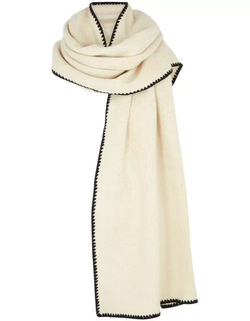 Totême Whipstitch-trimmed Wool-blend Scarf - White