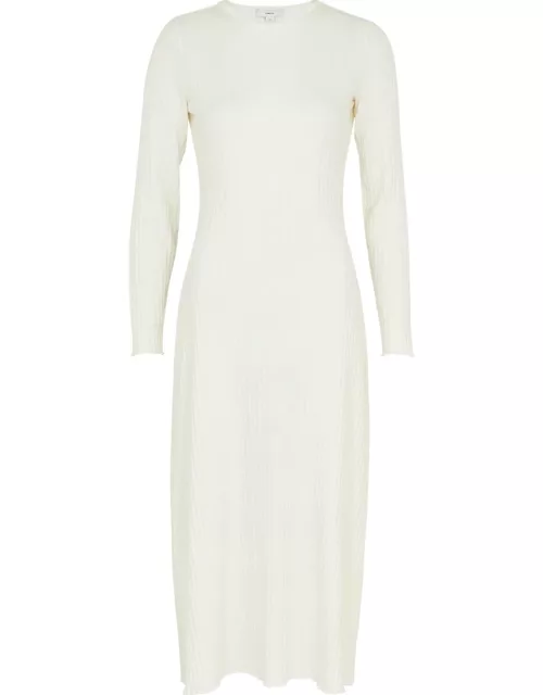 Vince Ribbed Stretch-cotton Midi Dress - Off White - S (UK8-10 / S)