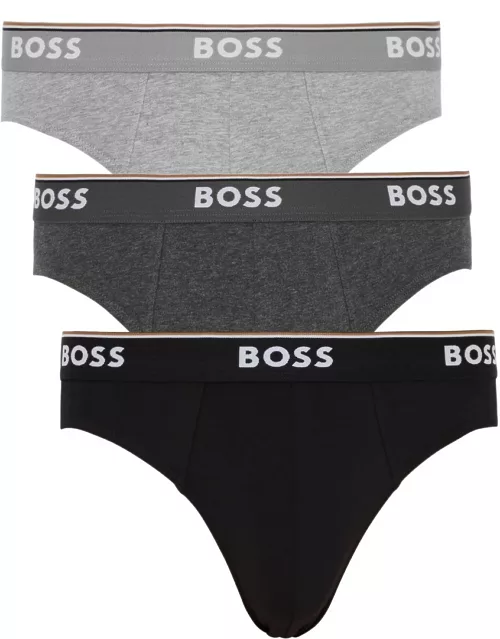 Boss Power Stretch-cotton Briefs - set of Three - Grey