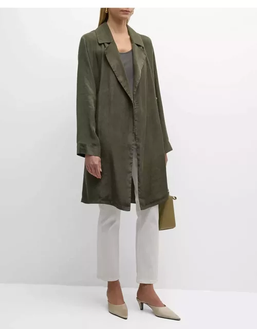 Notched-Lapel Garment-Dyed Woven Coat