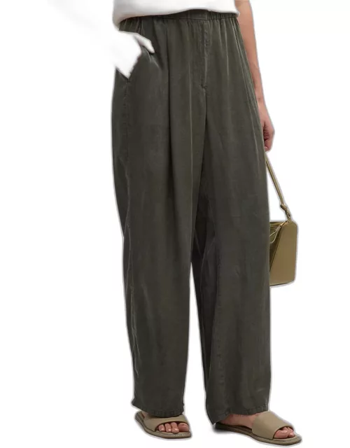 Petite Pleated Garment-Dyed Wide-Leg Pant