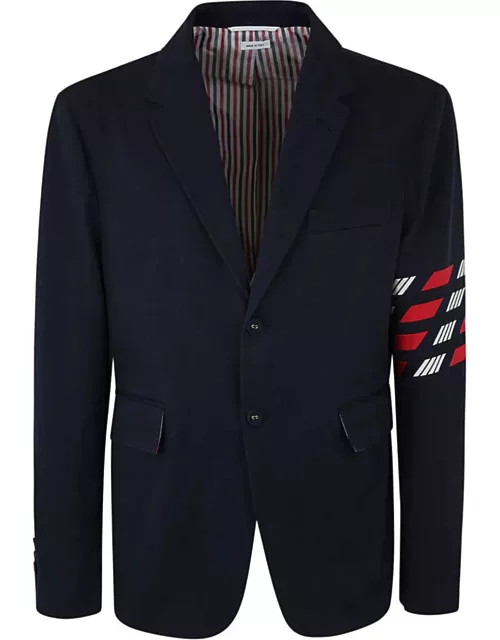 Thom Browne Unconstructed Classic Sport Coat - Fit 1 - With 4 Bar In 4 Bar Repp Stripe Silk Cotton Mogador
