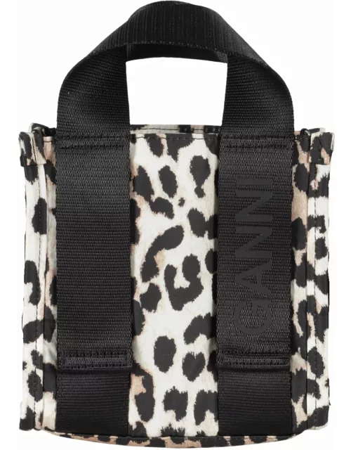 Ganni tech Tote Mini Bag In Leopard Print Recycled Polyester