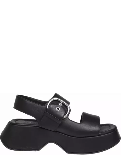 Vic Matié Travel Sandal In Black Leather