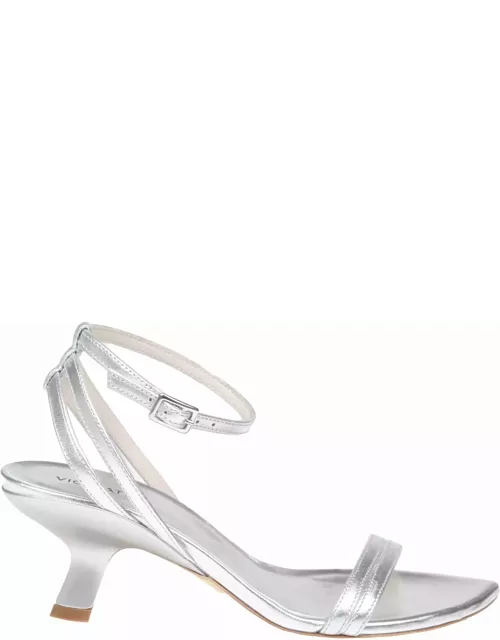 Vic Matié Sandal In Silver Color Laminated Leather
