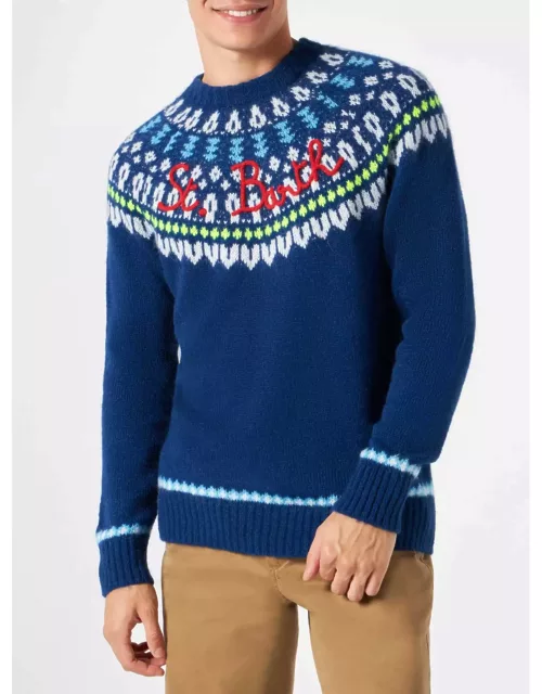 MC2 Saint Barth Man Brushed Sweater With Icelandic Jacquard