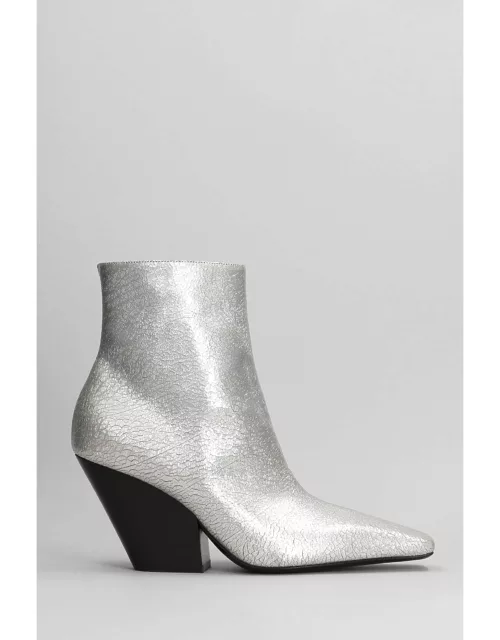 Casadei Anastasia High Heels Ankle Boots In Silver Leather