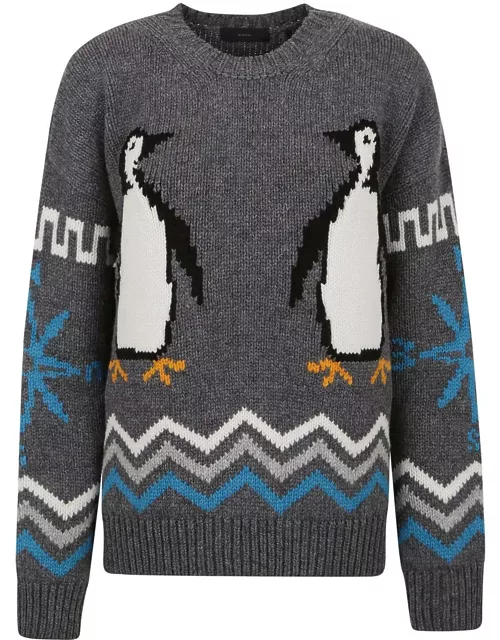 Alanui For The Love Of Pengui Intarsia Sweater