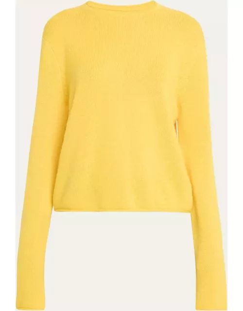 Cashmere Round-Neck Long-Sleeve Crop Top