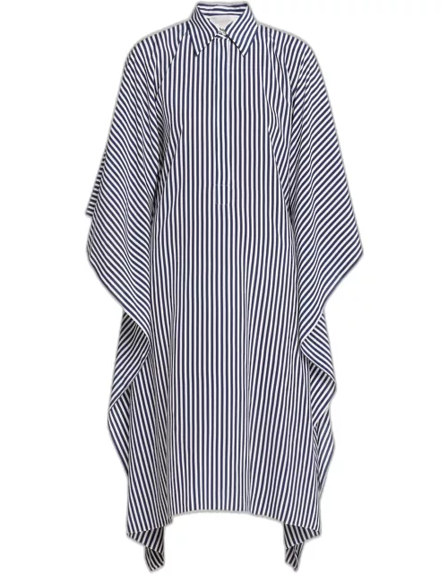 Stripe Midi Silk Caftan Shirt Dres