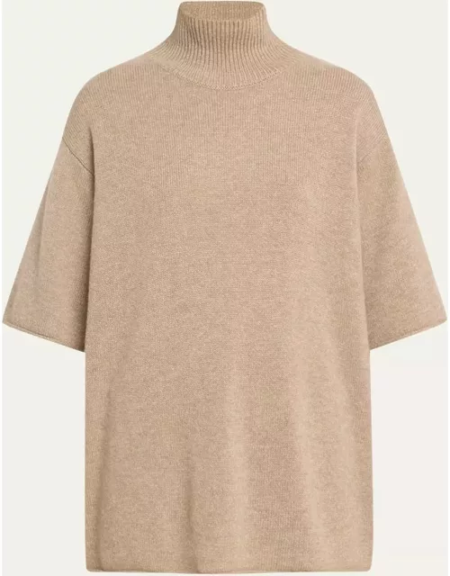 Cashmere High-Neck Short-Sleeve Top