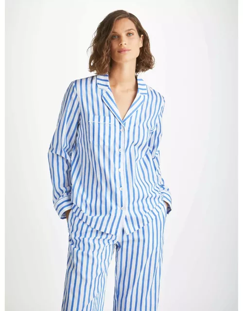 Derek Rose Women's Pyjamas Capri 23 Cotton Batiste Blue