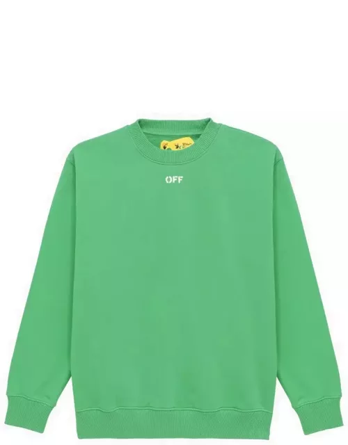 Green cotton sweatshirt with logo