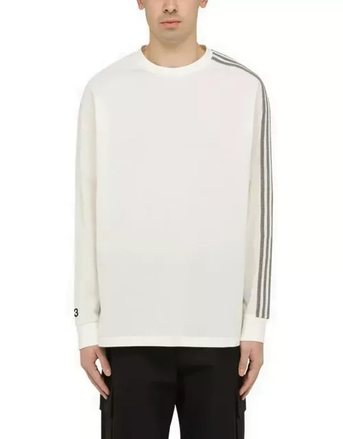 White crew-neck long sleeves t-shirt with logo