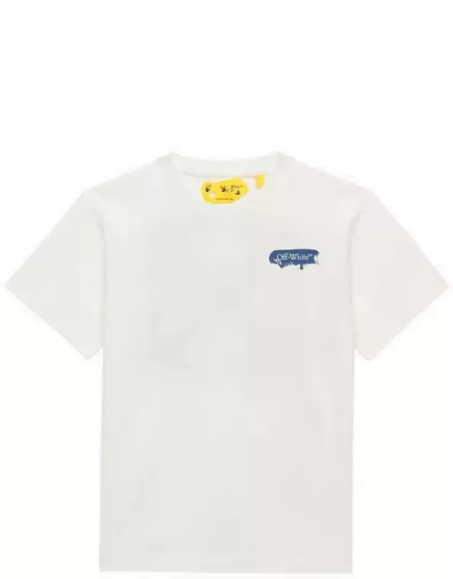 Paint Graphic white cotton T-shirt with logo