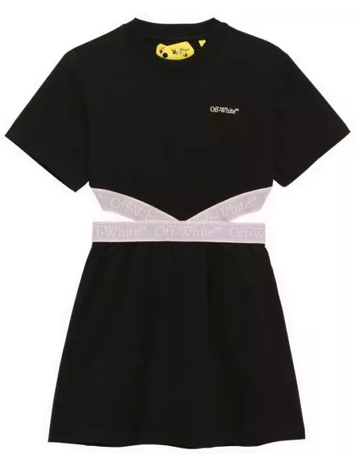 Black cotton dress with Bookish logo
