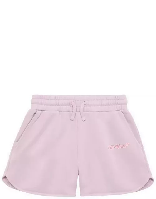 Lilac cotton shorts with Big Bookish logo