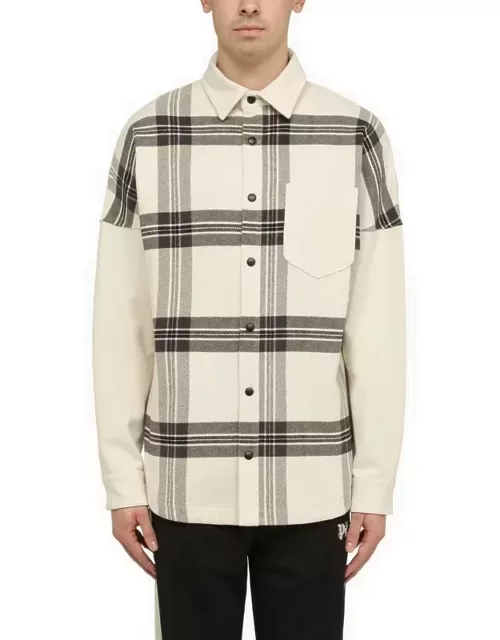 Checked shirt-jacket with logo