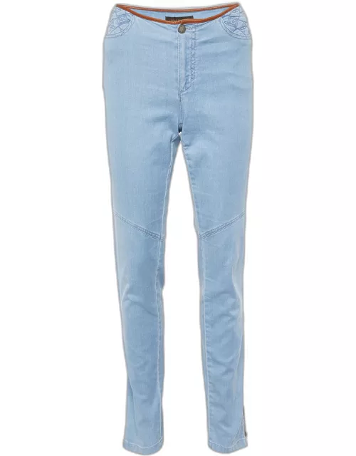 Louis Vuitton Light Blue Denim Logo Stitch Detail Slim Fit Jeans L Waist 32"
