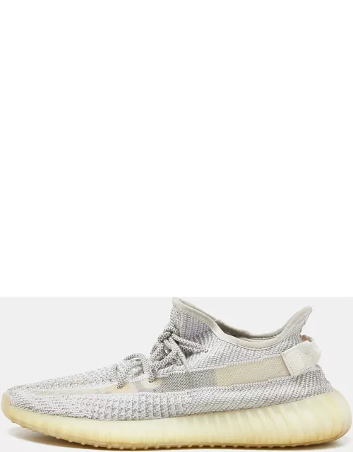 Yeezy x Adidas White/Grey Knit Fabric Boost 350 V2 Static Reflective Sneaker